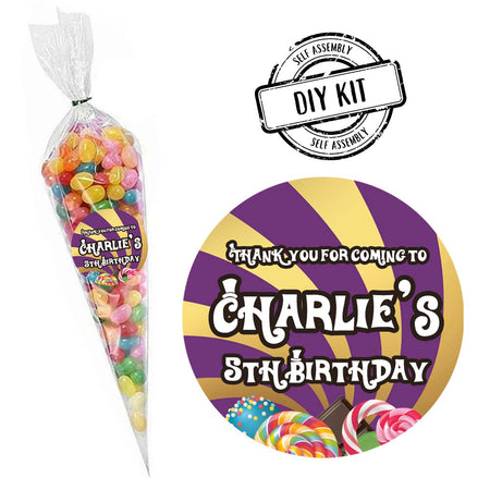 Wonka Personalised Sweet Cones Favour Kit - Pack of 15