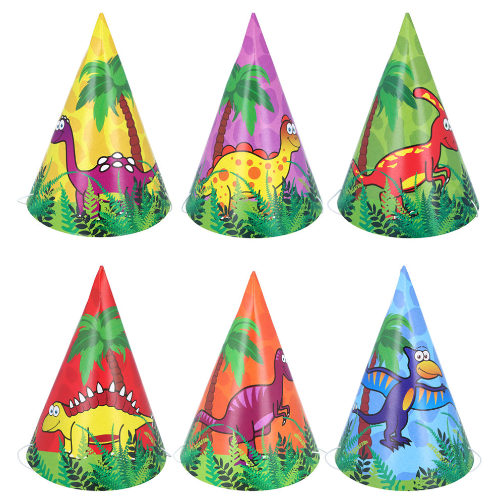 Dinosaur Party Cone Hat - Flat - Assorted - Each