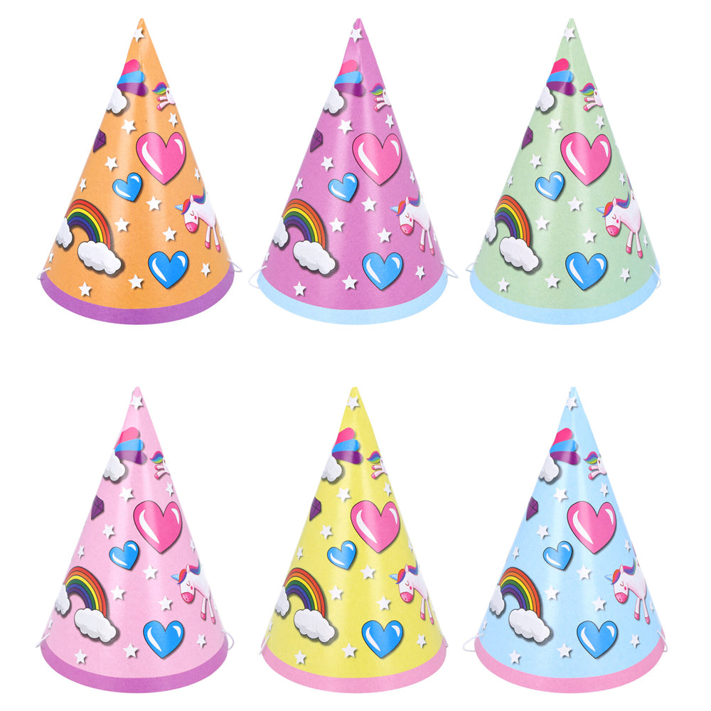 Unicorn Party Cone Hats - Flat - Assorted - Each