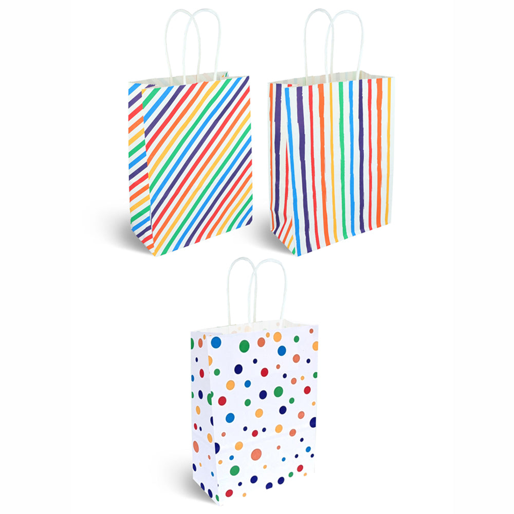 Colourful Pattern Paper Party Bags - 22cm - Assorted - Each