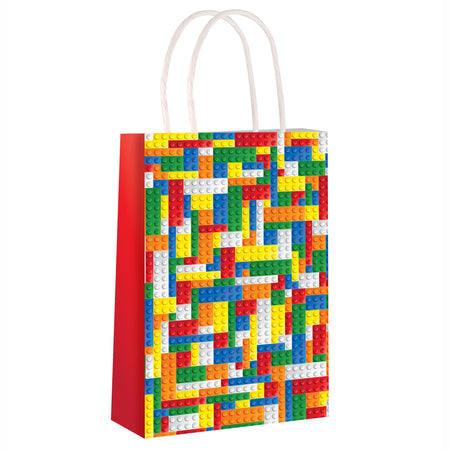 Building Blocks Paper Party Bag With Handles - 22cm - Each