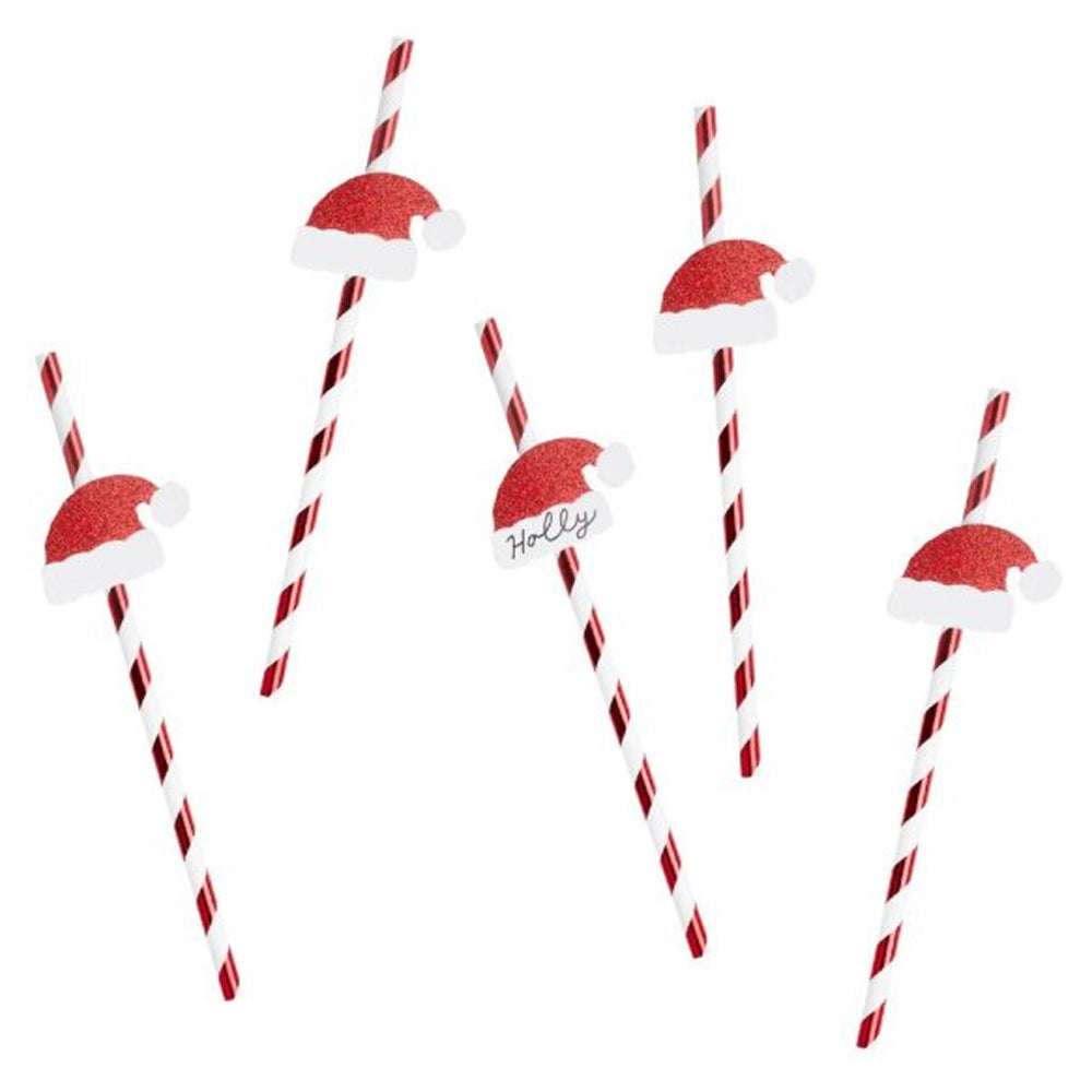 Santa Hat Paper Straws - Pack of 16