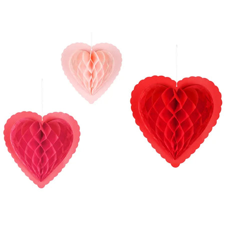 Honeycomb Hanging Heart Decorations - Pack of 5