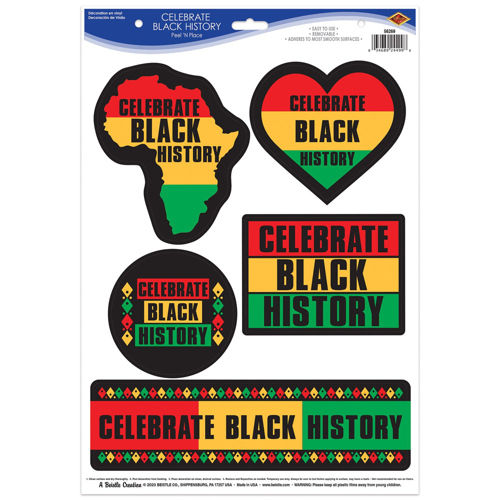 Celebrate Black History Window Sticker Clings - Sheet of 5