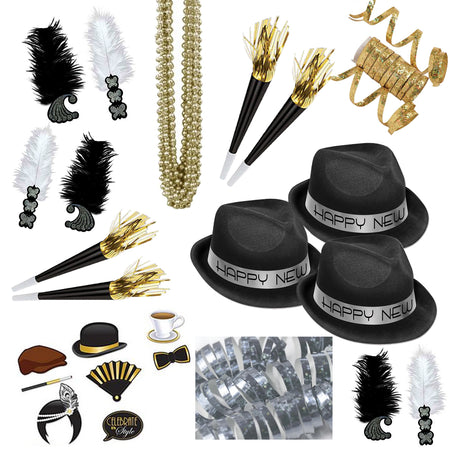 1920s New Year Hat & Novelty Party Pack - For 20 People