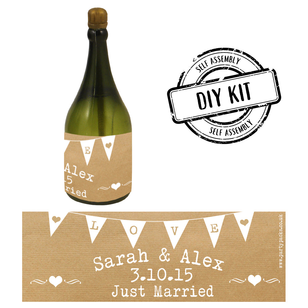 Personalised Champagne Bubbles - Brown Paper Rustic - Pack of 16