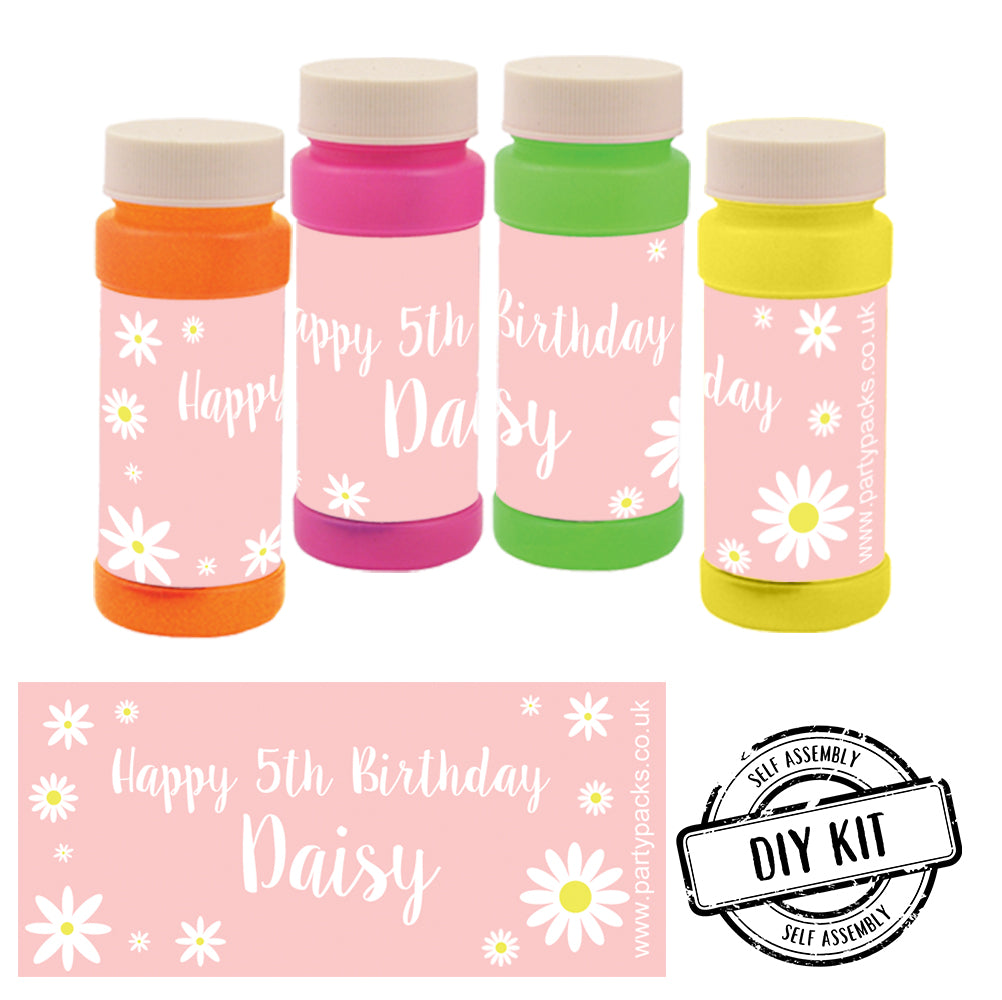 Pink Daisy Personalised Bubbles - Pack of 8