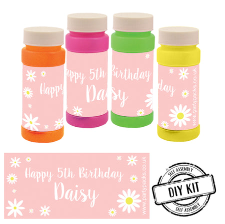 Pink Daisy Personalised Bubbles - Pack of 8