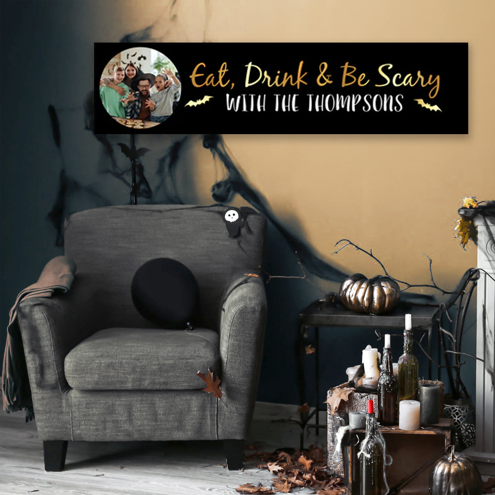 Eat, Drink & Be Scary Halloween Personalised Photo Banner Decoration - 1.2m