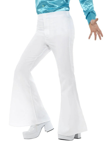 Men's White Flared Trousers