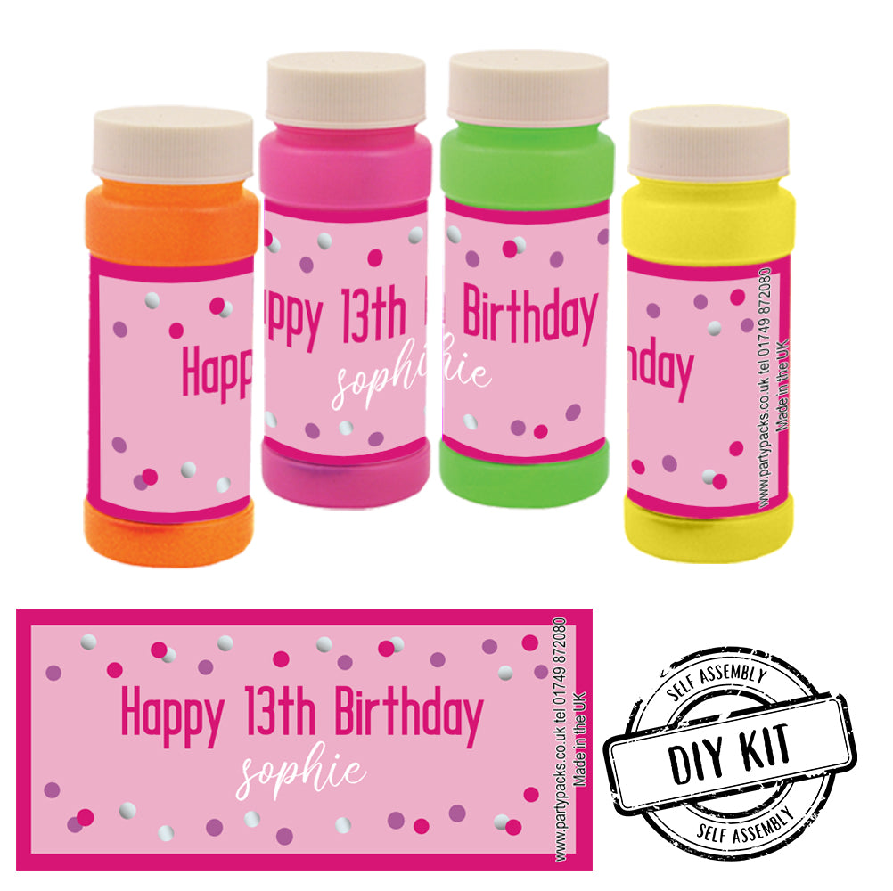 Personalised Bubbles - Glitz Pink - Pack of 8