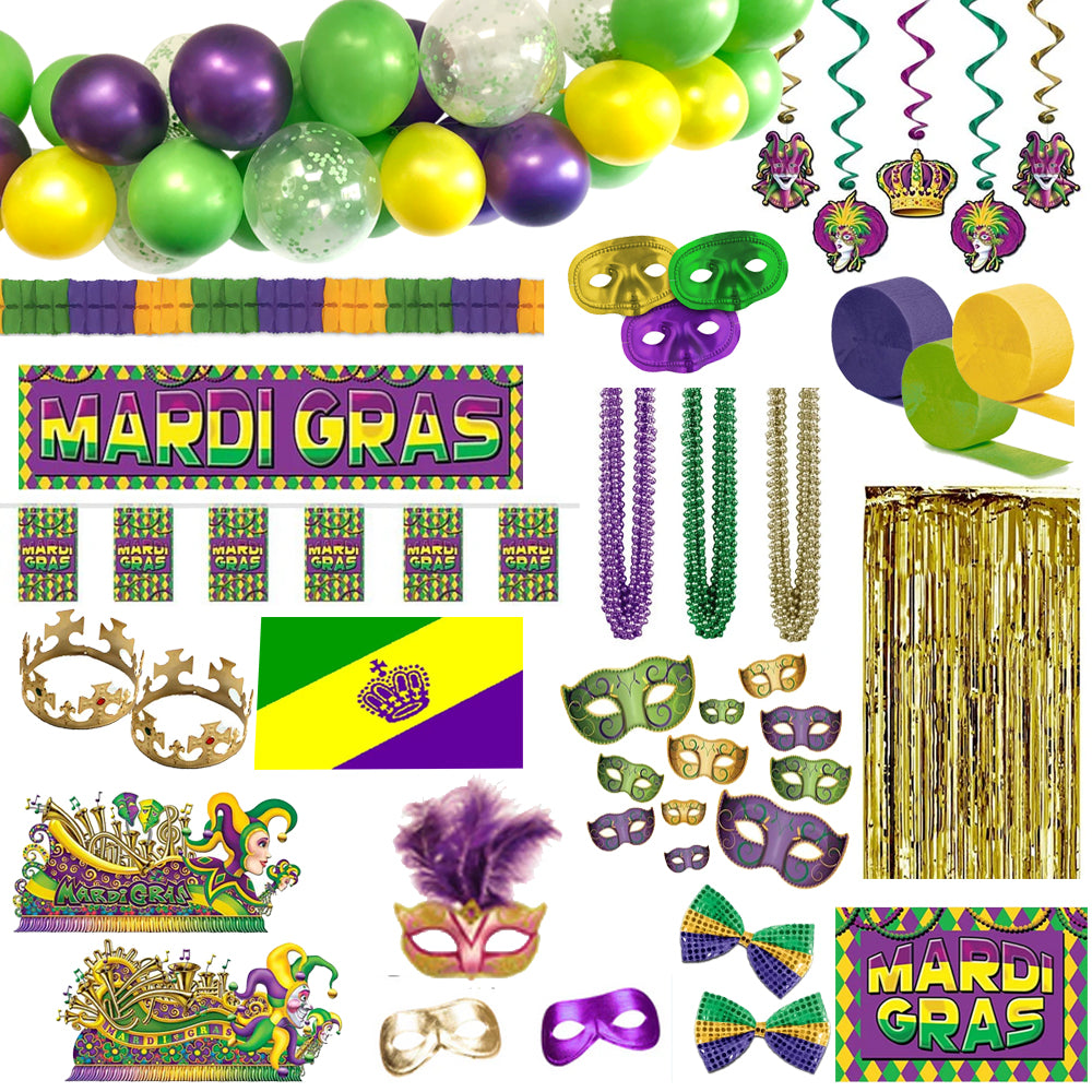 Mardi Gras Large Decoration and Novelty Party Pack