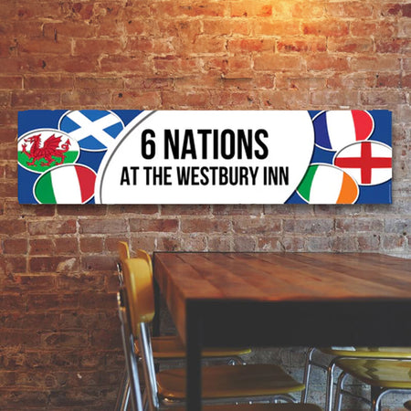 6 Nations Rugby Personalised Banner Decoration - 1.2m