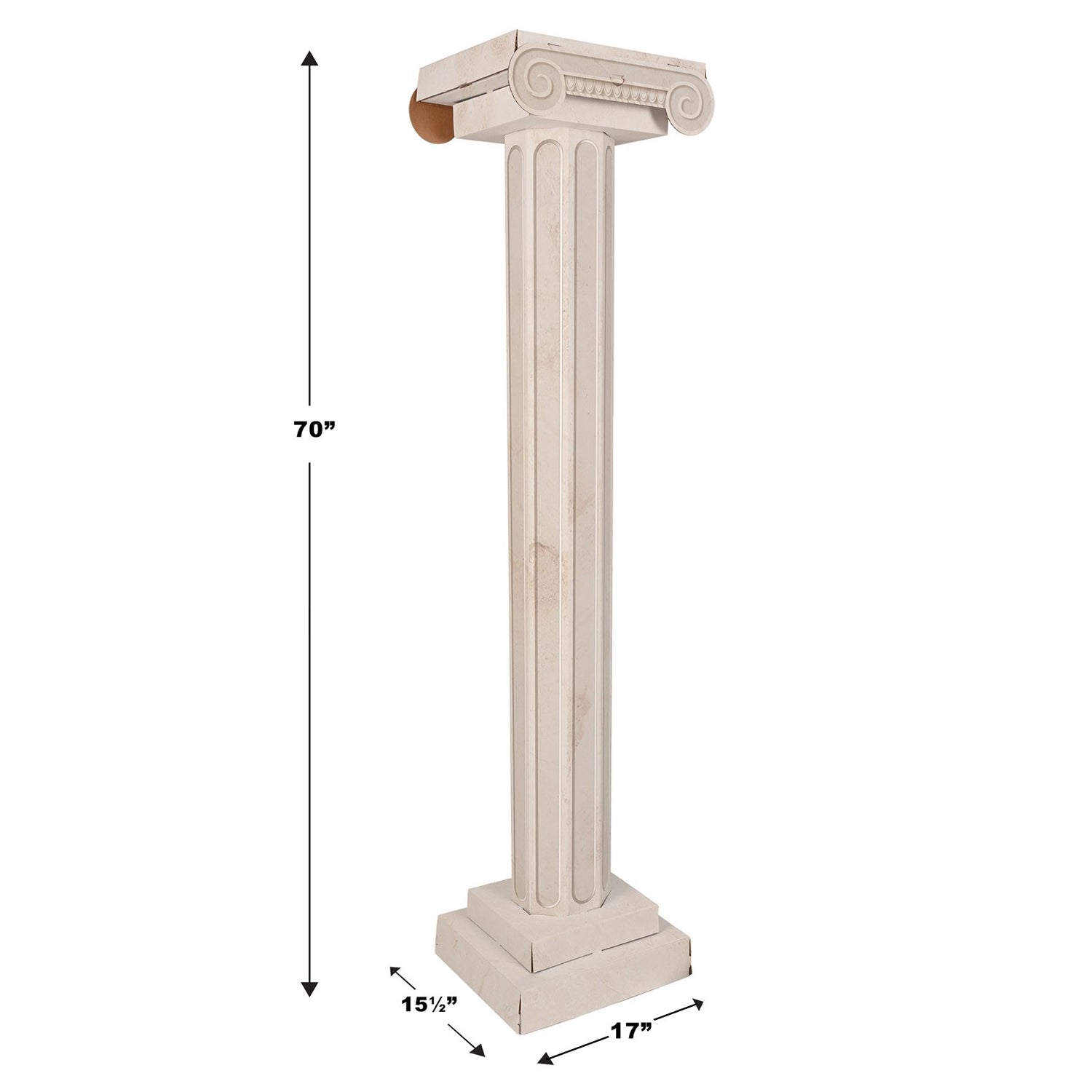 3D White Column Pillar Cardboard Prop - 1.77m