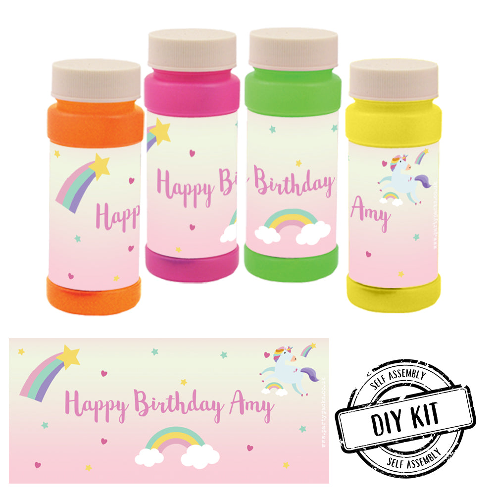 Personalised Bubbles - Pink Unicorn - Pack of 8