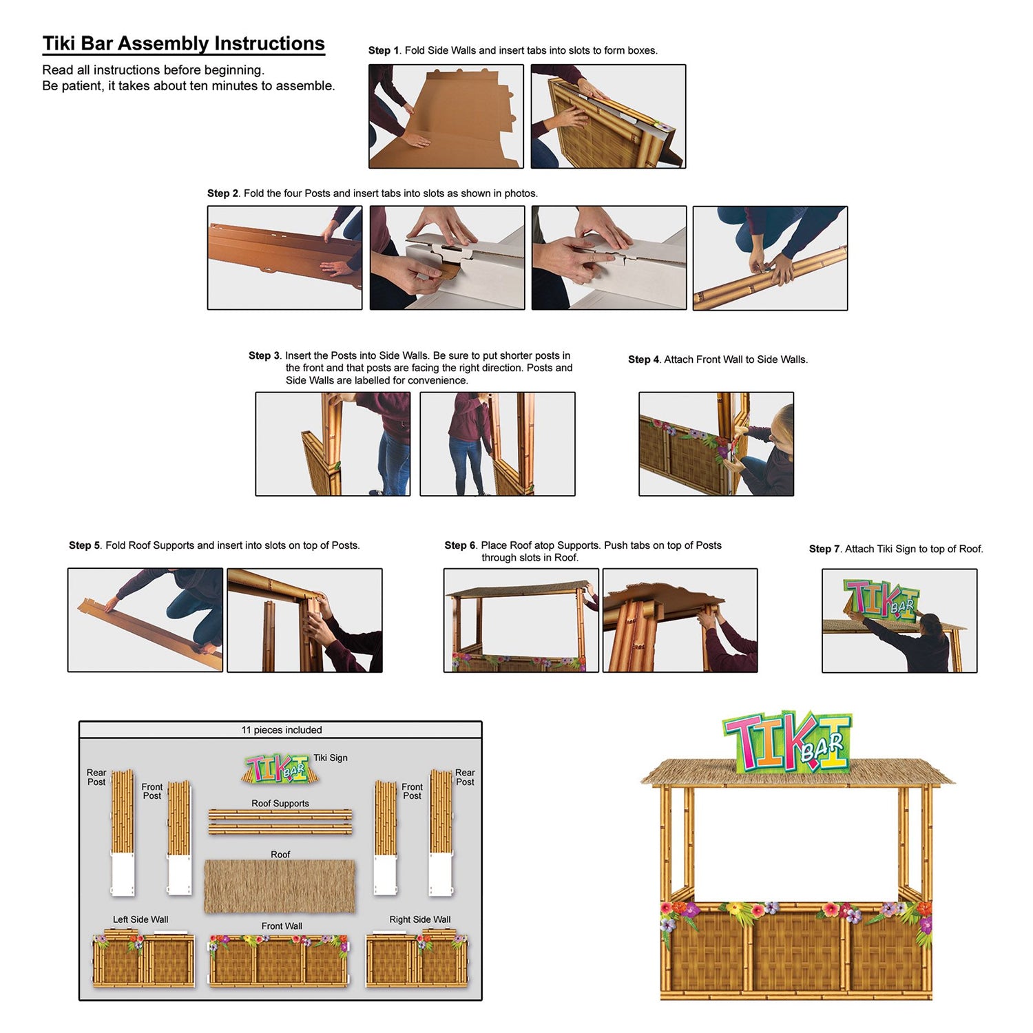 3D Giant Tiki Bar Cardboard Prop Decoration - 220cm x 210cm