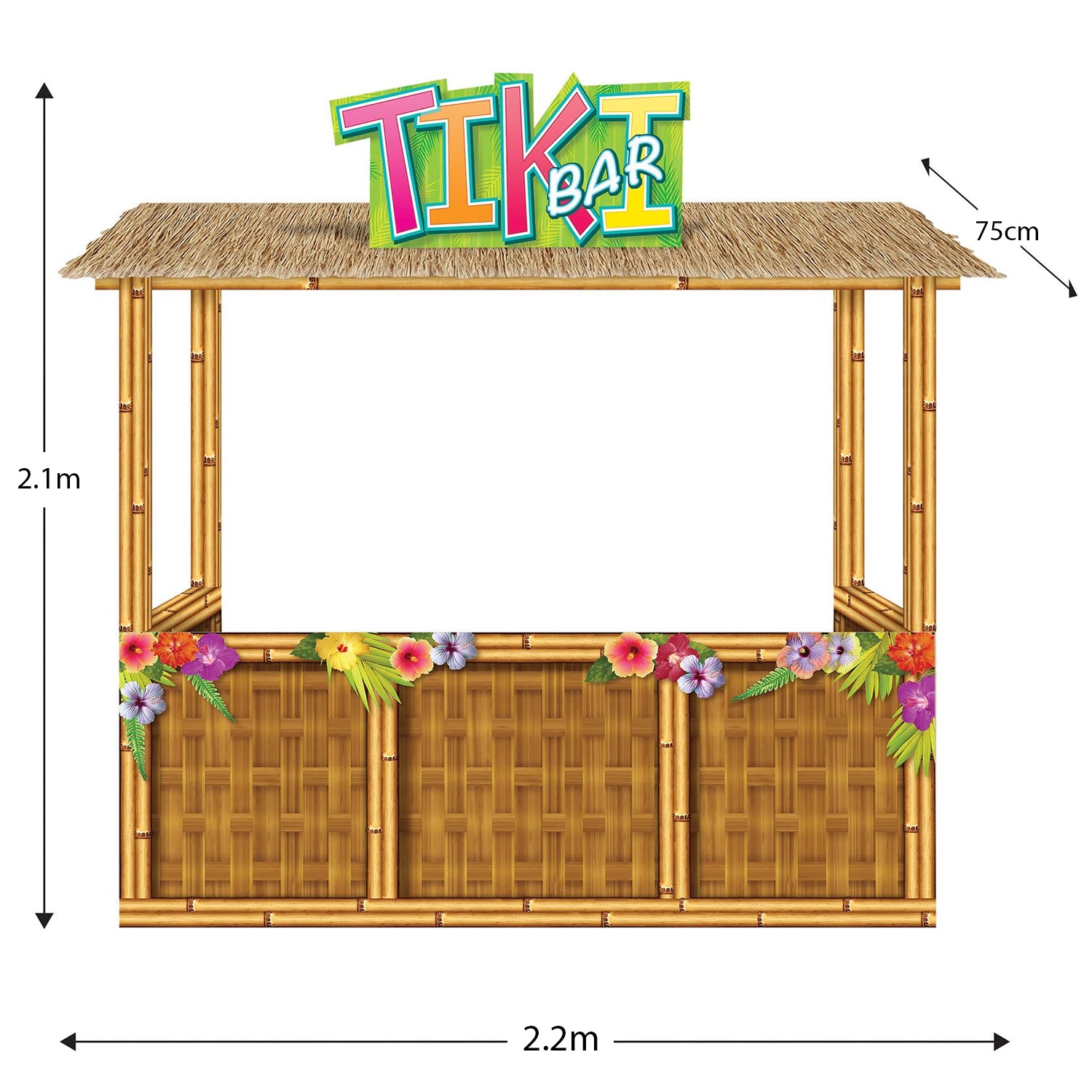 3D Giant Tiki Bar Cardboard Prop Decoration - 220cm x 210cm