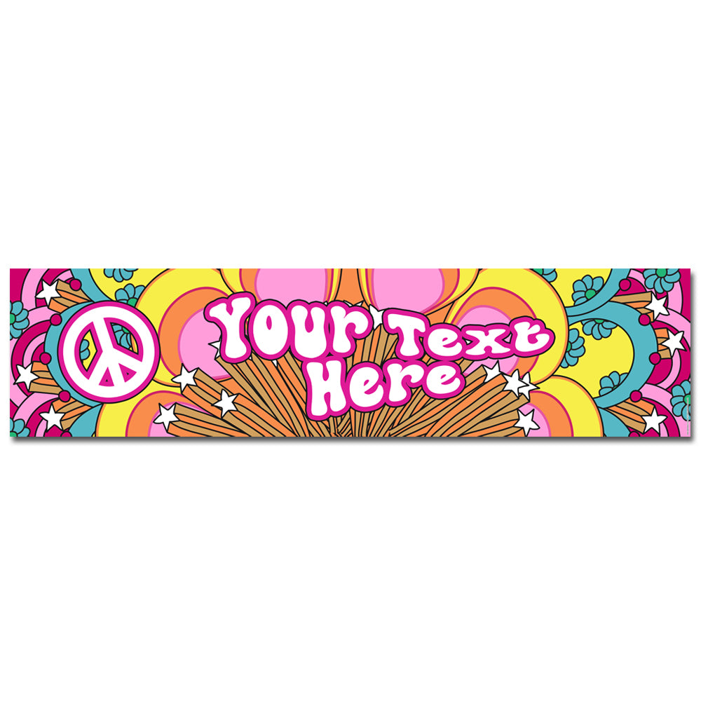 Personalised 1960's Hippie Banner Decoration - 1.2m – Party Packs