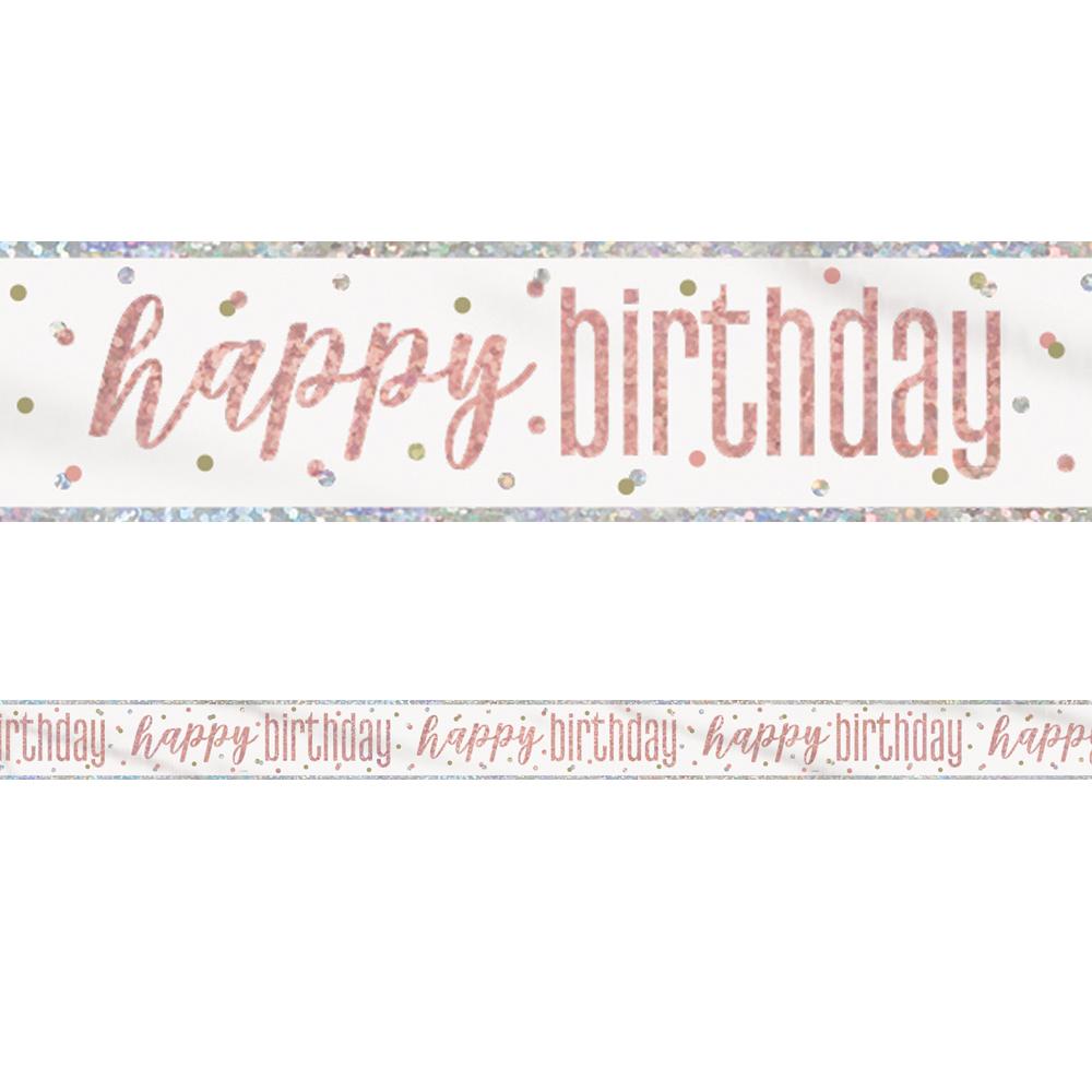 Birthday Glitz Rose Gold Happy Birthday Foil Banner | Party Packs