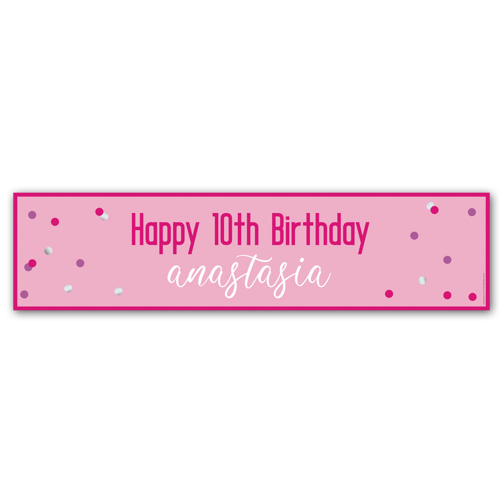 Glitz Pink & Silver Personalised Banner - 1.2m – Party Packs
