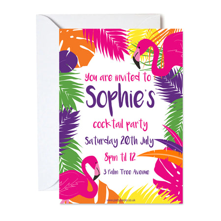 Tropical Flamingo Invites - Pack of 8