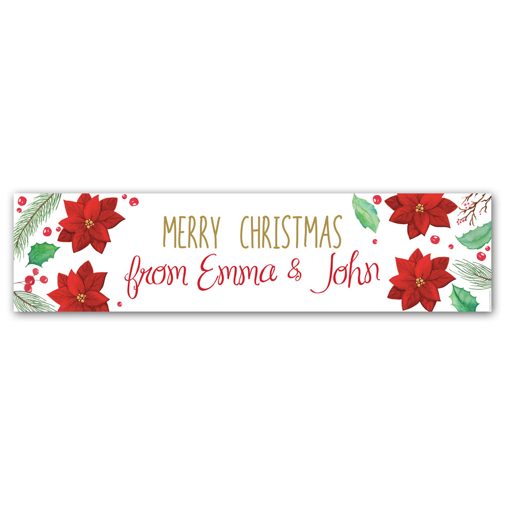 Holly & Poinsettia Christmas Personalised Banner | Party Packs