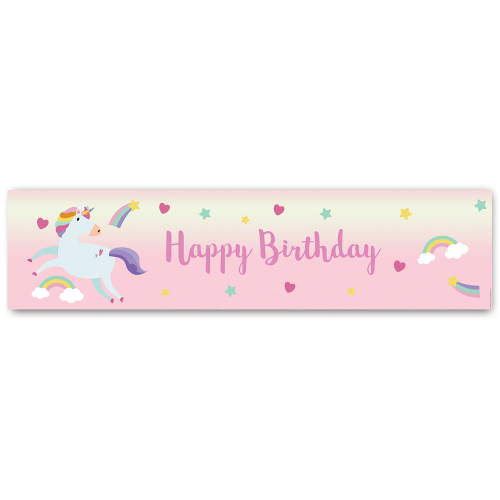 Pink Unicorn Happy Birthday Banner - 1.2m – Party Packs