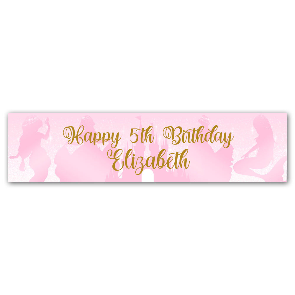 Princess Pink Sparkle Personalised Banner Decoration - 1.2m – Party Packs