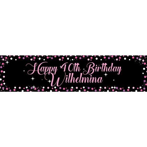 Birthday Sparkle Pink Personalised Banner - 1.2m – Party Packs