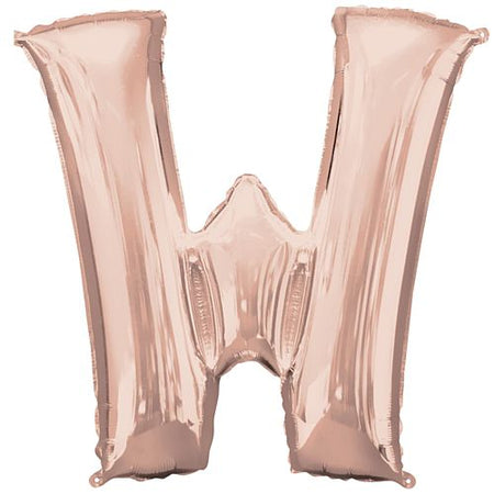 Rose Gold Letter 'W' Air Filled Foil Balloon - 16