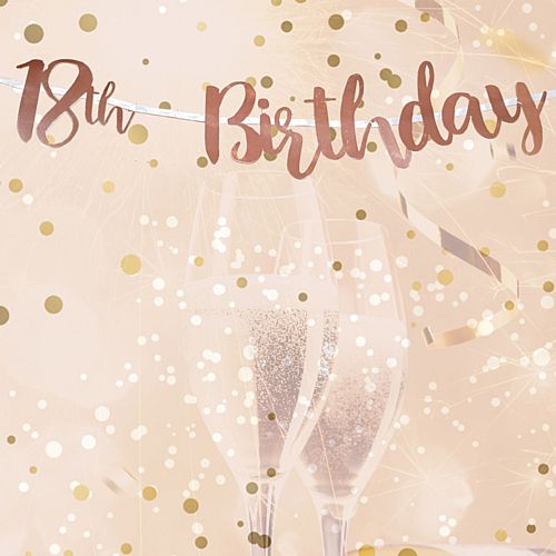 18th Birthday Rose Gold Letter Banner - 1m – Party Packs