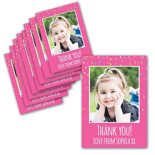 Pink Birthday Personalised Photo Thank You Cards - Pack of 8 – Party Packs