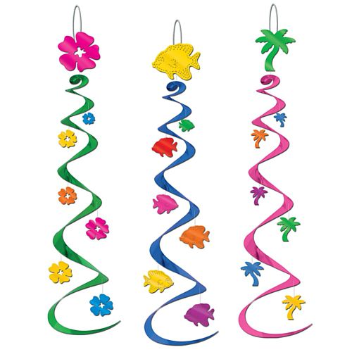 Luau Whirls - Assorted Designs - 76.2cm - Pack of 3 – Party Packs