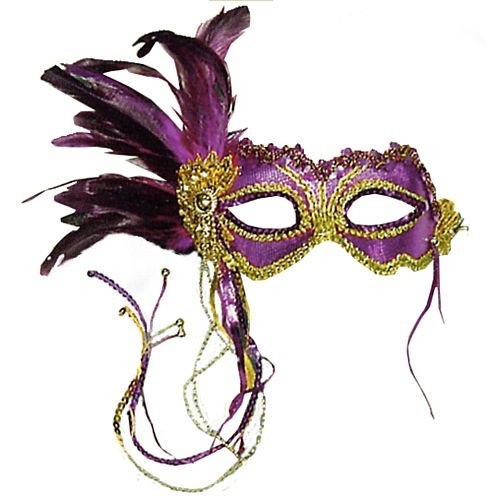 Purple Eye Mask with Feather Decoration – Party Packs