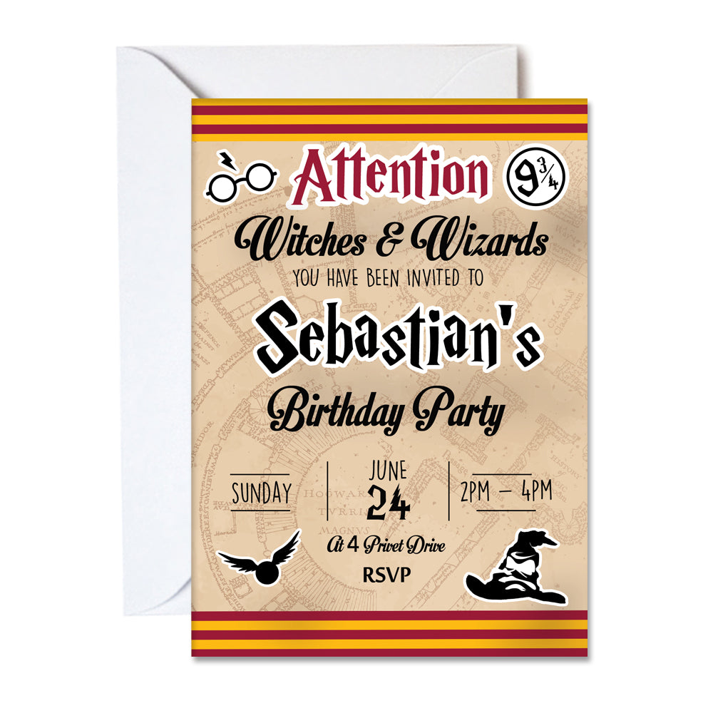 Wizard Personalised Invitations - Pack of 16 – Party Packs